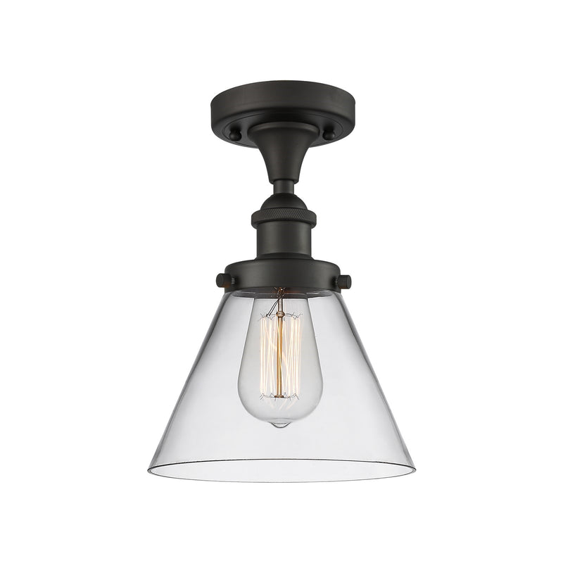 Innovations Cone 8in 1-Light Semi-Flush Mount | Industrial Oil Rubbed Bronze Steel and Clear Glass | Entryway & Hallway Accent | Model 916-1C-OB-G42