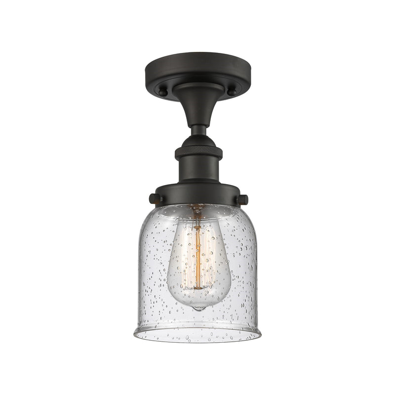 Innovations Bell 5in 1-Light Semi-Flush Mount | Industrial Oil Rubbed Bronze Steel and Seedy Glass | Entryway & Hallway | Model 916-1C-OB-G54-LED