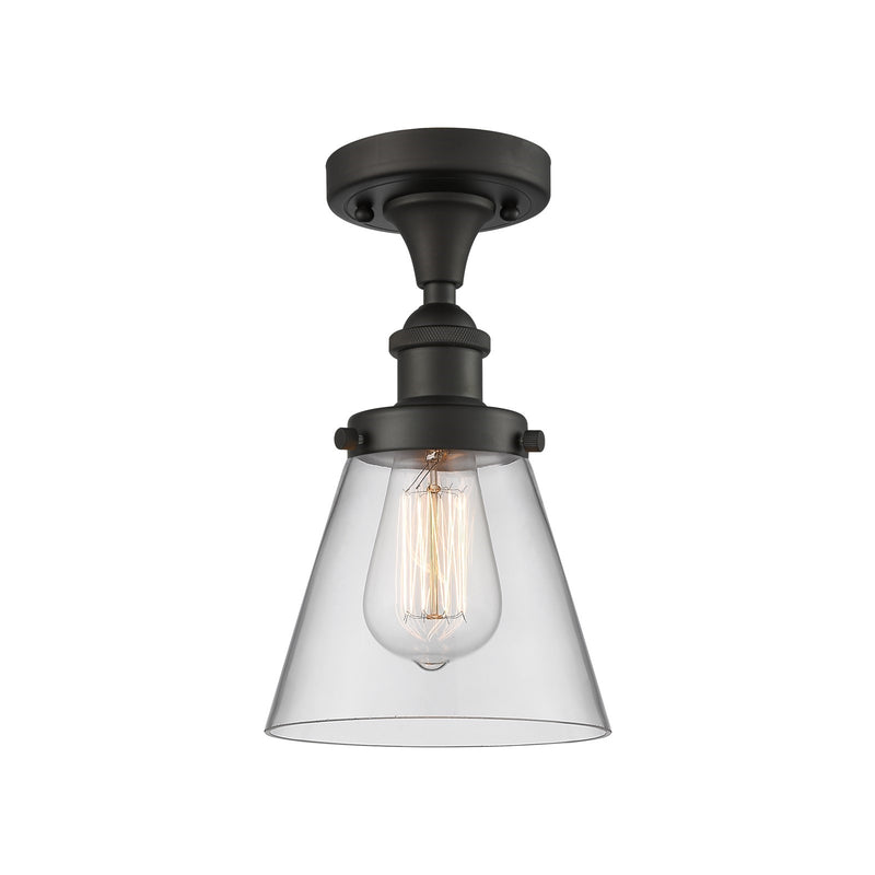 Innovations Cone 6in 1-Light Semi-Flush Mount | Industrial Oil Rubbed Bronze and Clear Glass | Entryway & Hallway | 6 x 11 in | Model 916-1C-OB-G62-LED