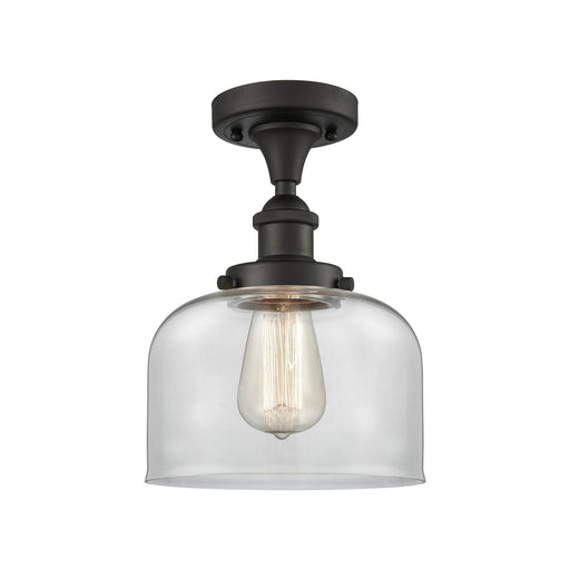 Innovations Bell 8in 1-Light Semi-Flush Mount | Industrial Oil Rubbed Bronze and Clear Glass | Entryway & Hallway | 8 x 8 x 13 in | Model 916-1C-OB-G72