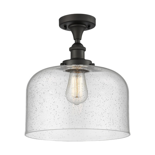 Innovations Bell 12in 1-Light Semi-Flush Mount | Industrial Oil Rubbed Bronze and Seedy Glass | Hallway & Entryway | 12 x 13 in | Model 916-1C-OB-G74-L