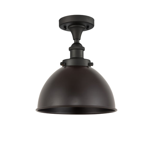 Innovations Derby 10in 1-Light Semi-Flush Mount | Industrial Oil Rubbed Bronze Metal Dome Shade | Entryway & Hallway | Model 916-1C-OB-MFD-10-OB