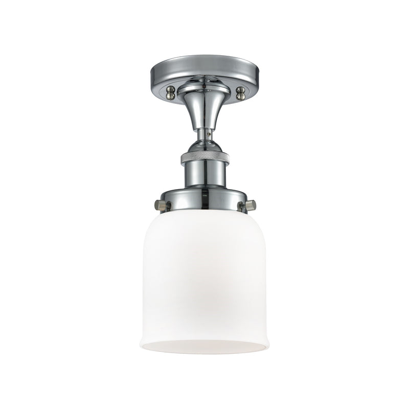 Innovations Bell 5in 1-Light Semi-Flush Mount | Industrial Polished Chrome Steel and Matte White Frosted Glass | Kitchen & | Model 916-1C-PC-G51-LED