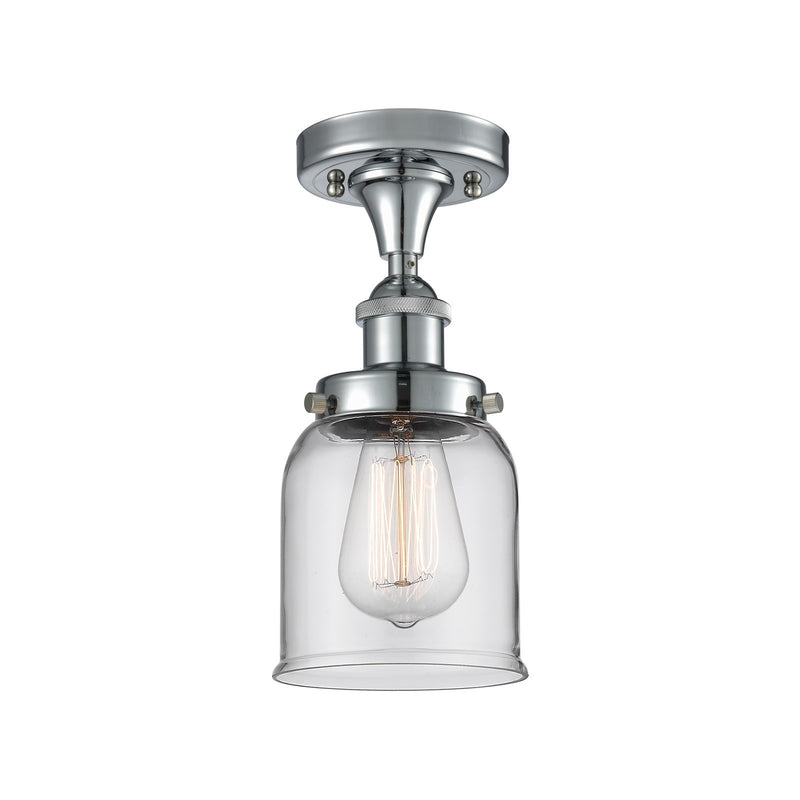 Innovations Bell 5in 1-Light Semi-Flush Mount | Industrial Polished Chrome Steel and Clear Glass | Kitchen & Hallway | 5 x 11 in | Model 916-1C-PC-G52-LED