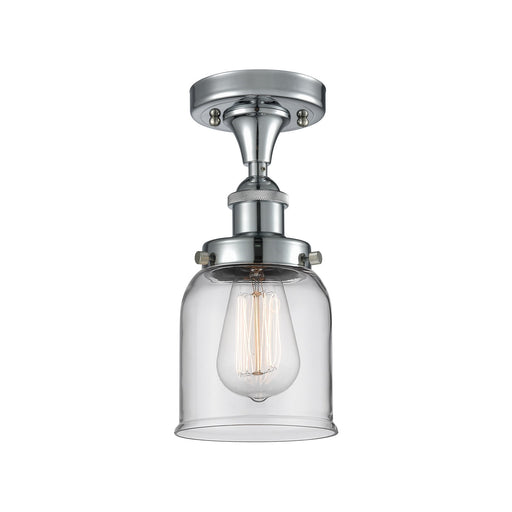 Innovations Bell 5in 1-Light Semi-Flush Mount | Industrial Polished Chrome Steel and Clear Glass | Kitchen & Hallway | 5 x 11 in | Model 916-1C-PC-G52-LED