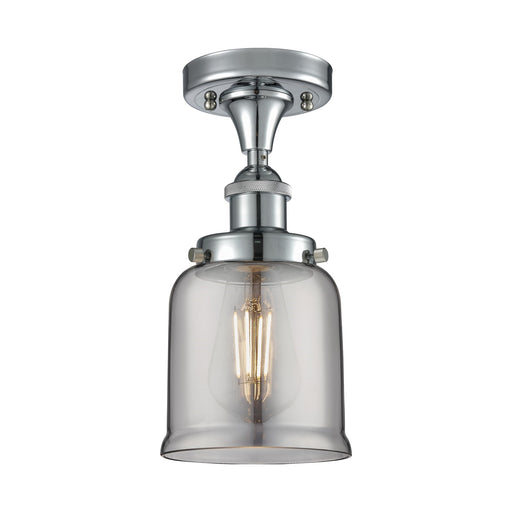Innovations Bell 5in 1-Light Semi-Flush Mount | Industrial Polished Chrome Steel and Light Smoke Glass | Kitchen & Hallway | Model 916-1C-PC-G53-LED