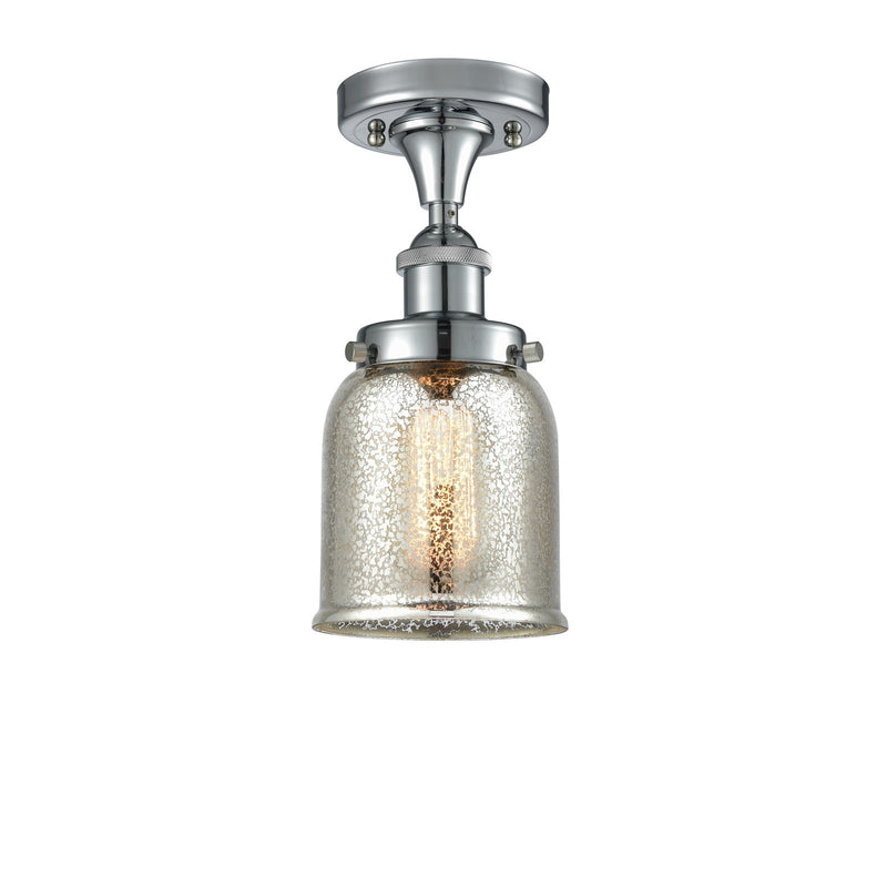 Innovations Bell 5in 1-Light Semi-Flush Mount | Industrial Polished Chrome and Silver Plated Mercury Glass | Kitchen & Hallway | Model 916-1C-PC-G58-LED