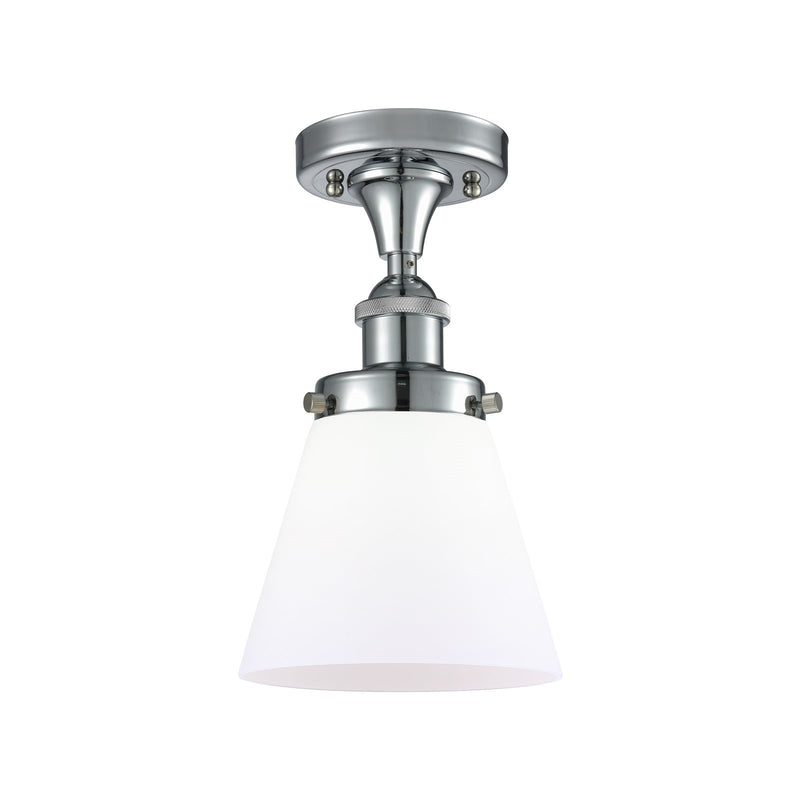 Innovations Cone 6in 1-Light Semi-Flush Mount | Industrial Polished Chrome and Matte White Frosted Glass | Kitchen & Hallway | Model 916-1C-PC-G61-LED