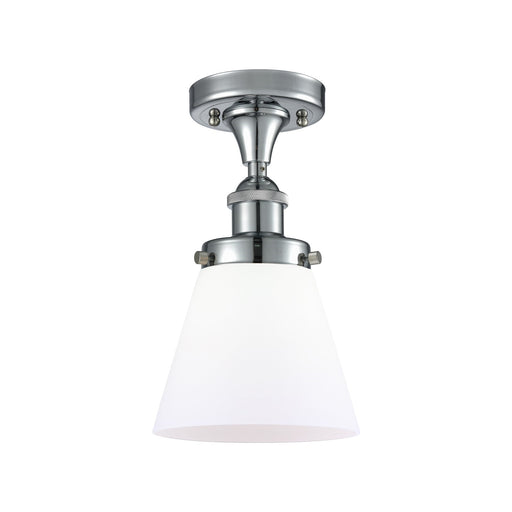 Innovations Cone 6in 1-Light Semi-Flush Mount | Industrial Polished Chrome and Matte White Frosted Glass | Kitchen & Hallway | Model 916-1C-PC-G61-LED