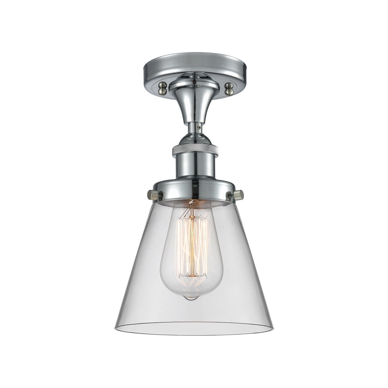 Innovations Cone 6in 1-Light Semi-Flush Mount | Industrial Polished Chrome and Clear Glass | Kitchen & Hallway Accent | 6 x 11 in | Model 916-1C-PC-G62