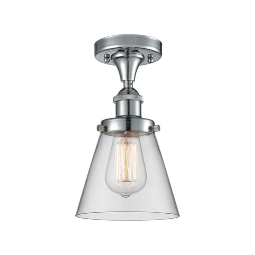 Innovations Cone 6in 1-Light Semi-Flush Mount | Industrial Polished Chrome and Clear Glass | Kitchen & Hallway Accent | 6 x 11 in | Model 916-1C-PC-G62