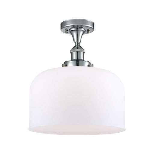 Innovations Bell 12in 1-Light Semi-Flush Mount | Polished Chrome Steel and Matte White Frosted Glass | Entryway & Hallway | Model 916-1C-PC-G71-L-LED