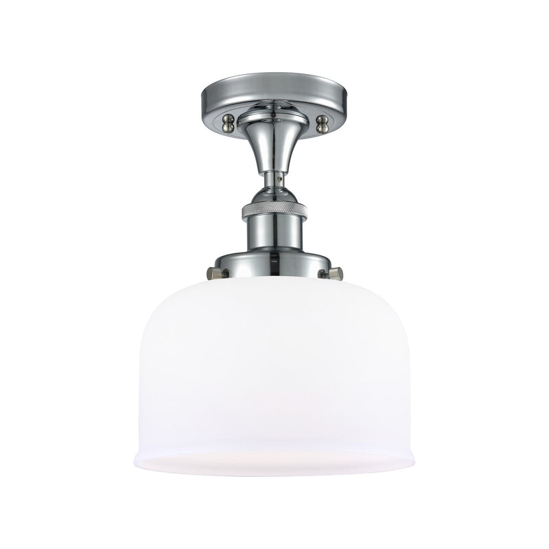 Innovations Bell 8in 1-Light Semi-Flush Mount | Polished Chrome Steel and Matte White Frosted Glass | Entryway & Hallway Accent | Model 916-1C-PC-G71-LED