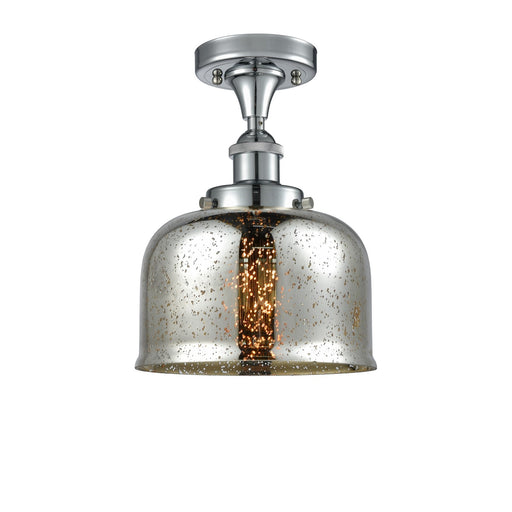 Innovations Bell 8in 1-Light Semi-Flush Mount | Industrial Polished Chrome and Silver Plated Mercury Glass | Entryway & Hallway | Model 916-1C-PC-G78-LED