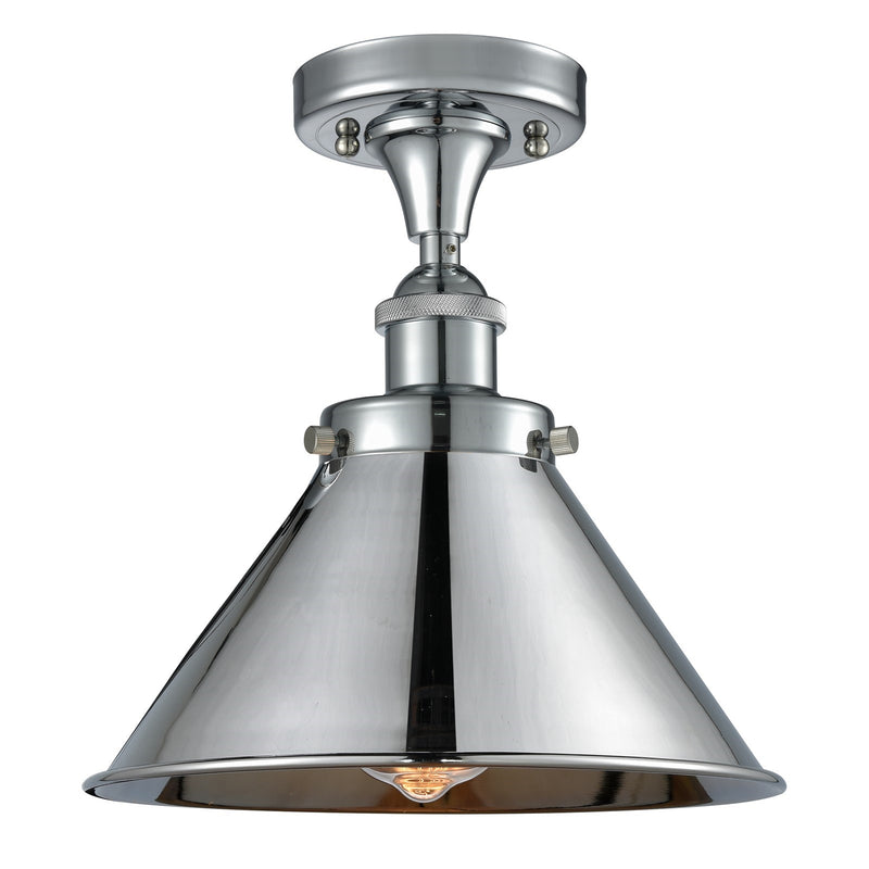 Innovations Briarcliff 10in 1-Light Semi-Flush Mount | Industrial Polished Chrome Metal Cone Shade | Kitchen & Dining Room | Model 916-1C-PC-M10-PC