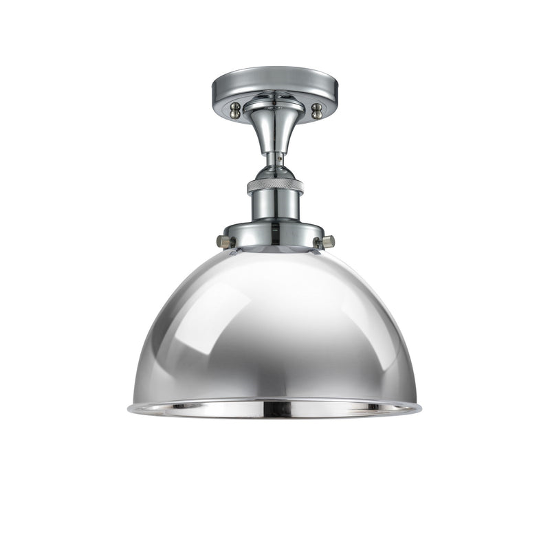 Innovations Derby 10in 1-Light Semi-Flush Mount | Industrial Farmhouse Polished Chrome Steel and Metal Shade | Entryway & | Model 916-1C-PC-MFD-10-PC-LED