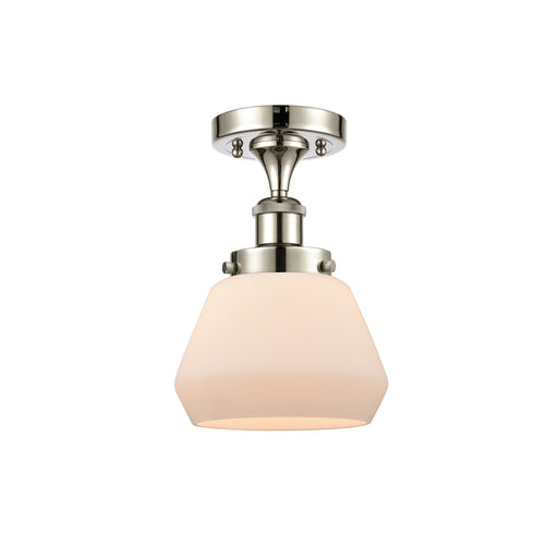 Innovations Fulton 7in 1-Light Semi-Flush Mount | Modern Transitional Polished Nickel Steel and Matte White Frosted Glass | Model 916-1C-PN-G171