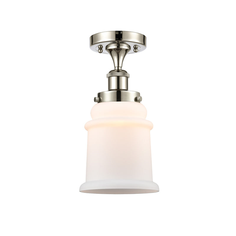 Innovations Canton 6in 1-Light Semi-Flush Mount | Modern Contempo Polished Nickel Steel and Matte White Frosted Glass Bell Shade | Model 916-1C-PN-G181