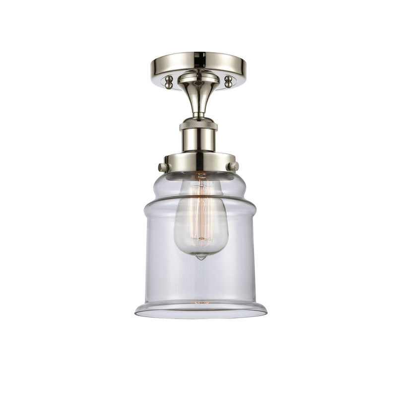 Innovations Canton 6in 1-Light Semi-Flush Mount | Modern Transitional Polished Nickel Steel and Clear Schoolhouse Glass | Hallway & | Model 916-1C-PN-G182