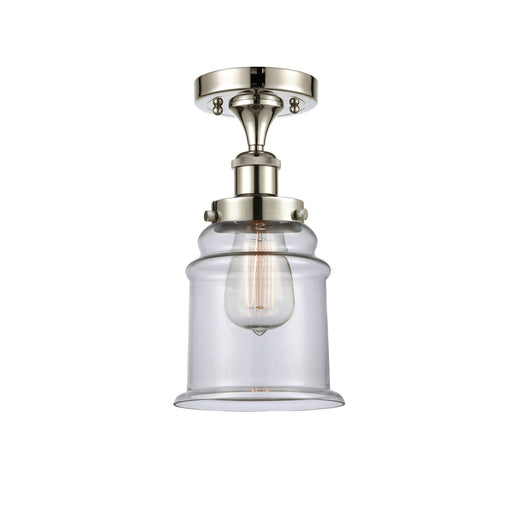 Innovations Canton 6in 1-Light Semi-Flush Mount | Modern Transitional Polished Nickel Steel and Clear Schoolhouse Glass | Hallway & | Model 916-1C-PN-G182