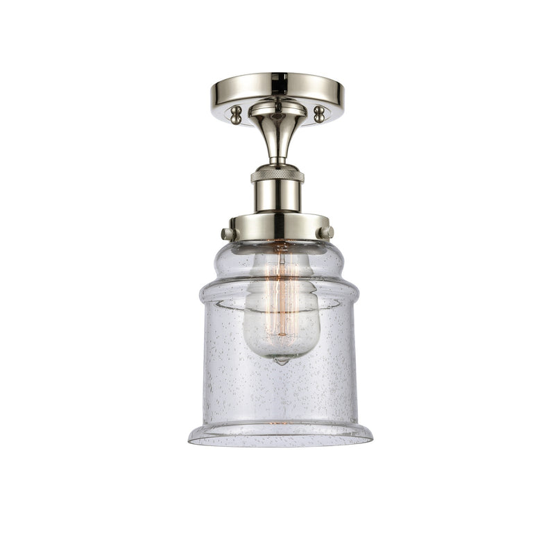 Innovations Canton 6in 1-Light Semi-Flush Mount | Modern Transitional Polished Nickel Steel and Seedy Schoolhouse Glass | Hallway & | Model 916-1C-PN-G184