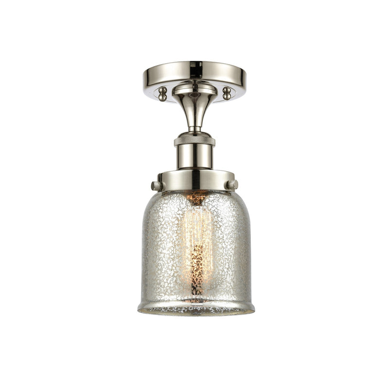 Innovations Bell 5in 1-Light Semi-Flush Mount | Industrial Polished Nickel Steel and Silver Plated Mercury Glass | Entryway & | Model 916-1C-PN-G58-LED