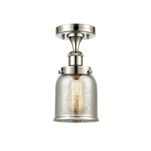 Innovations Bell 5in 1-Light Semi-Flush Mount | Industrial Polished Nickel Steel and Silver Plated Mercury Glass | Entryway & | Model 916-1C-PN-G58-LED