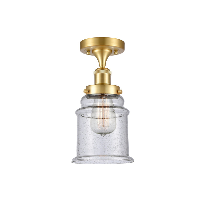 Innovations Canton 6in 1-Light Semi-Flush Mount | Modern Transitional Satin Gold Steel and Seedy Glass | Hallway & Entryway | Model 916-1C-SG-G184