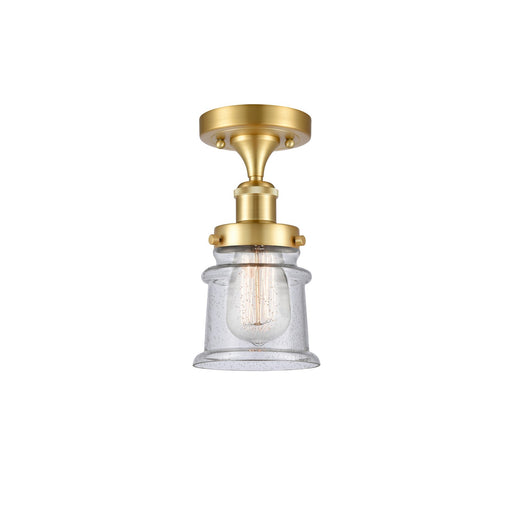 Innovations Canton 5.25in 1-Light Semi-Flush Mount | Modern Transitional Satin Gold Steel and Seedy Glass | Hallway & Entryway | Model 916-1C-SG-G184S