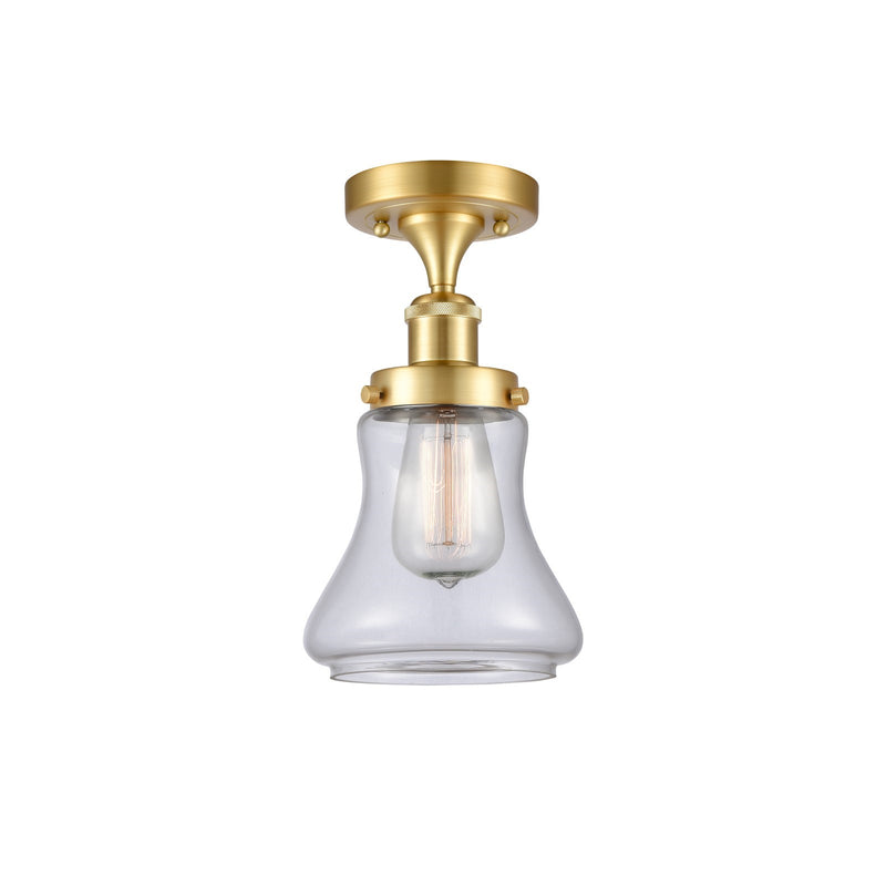 Innovations Bellmont 6.12in 1-Light Semi-Flush Mount | Modern Transitional Satin Gold Steel and Clear Glass | Hallway & Entryway | Model 916-1C-SG-G192
