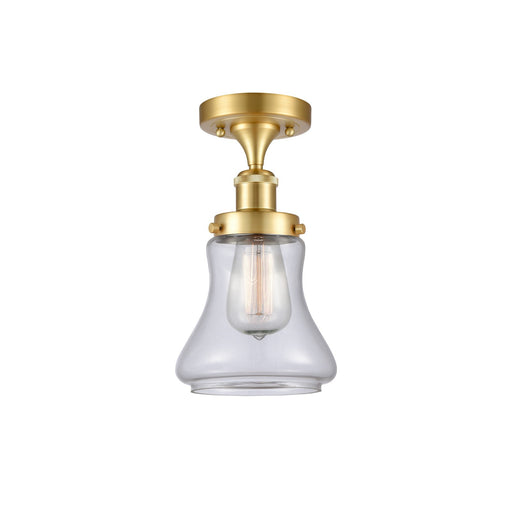 Innovations Bellmont 6.12in 1-Light Semi-Flush Mount | Modern Transitional Satin Gold Steel and Clear Glass | Hallway & Entryway | Model 916-1C-SG-G192