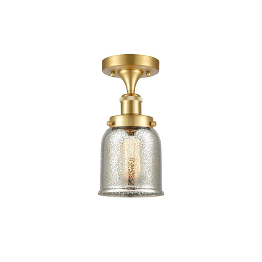 Innovations Bell 5in 1-Light Semi-Flush Mount | Industrial Satin Gold Steel and Silver Plated Mercury Glass | Hallway & Entryway | Model 916-1C-SG-G58
