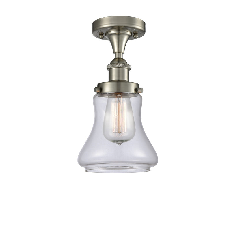 Innovations Bellmont 6in 1-Light Semi-Flush Mount | Transitional Brushed Satin Nickel and Clear Glass | Hallway & Entryway | Model 916-1C-SN-G192