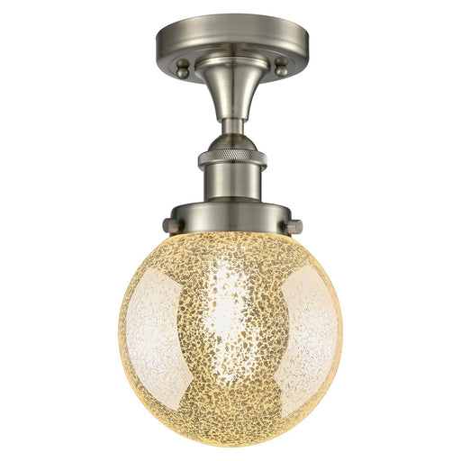 Innovations Beacon 6in 1-Light Semi-Flush Mount | Transitional Brushed Satin Nickel and Mercury Seeded Glass | Entryway & Hallway | Model 916-1C-SN-G208-6