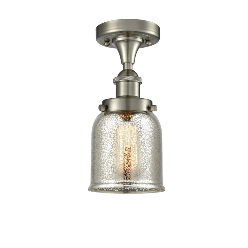 Innovations Bell 5in 1-Light Semi-Flush Mount | Industrial Brushed Satin Nickel and Silver Plated Mercury Glass | Hallway & | Model 916-1C-SN-G58-LED