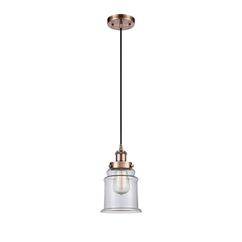 Innovations Canton 6in 1-Light Mini Pendant | Modern Contempo Antique Copper Steel and Clear Glass | Kitchen Island & Dining Room | Model 916-1P-AC-G182