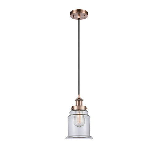 Innovations Canton 6in 1-Light Mini Pendant | Modern Contempo Antique Copper Steel and Clear Glass | Kitchen Island & Dining Room | Model 916-1P-AC-G182