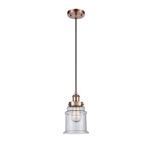 Innovations Canton 6in 1-Light Mini Pendant | Modern Contempo Antique Copper Steel and Seedy Glass | Kitchen Island & Dining Room | Model 916-1P-AC-G184