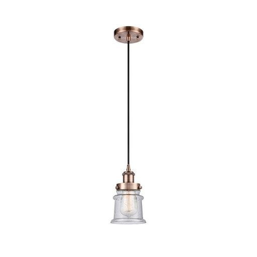 Innovations Canton 5.25in 1-Light Mini Pendant | Modern Contempo Antique Copper Steel and Seedy Glass | Kitchen Island & Dining | Model 916-1P-AC-G184S