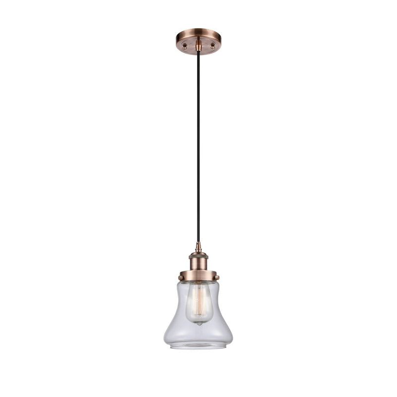 Innovations Bellmont 6in 1-Light Mini Pendant | Modern Contempo Antique Copper Steel and Clear Glass | Kitchen Island & Dining Room | Model 916-1P-AC-G192