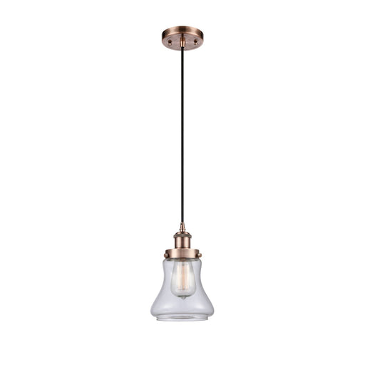 Innovations Bellmont 6in 1-Light Mini Pendant | Modern Contempo Antique Copper Steel and Clear Glass | Kitchen Island & Dining Room | Model 916-1P-AC-G192