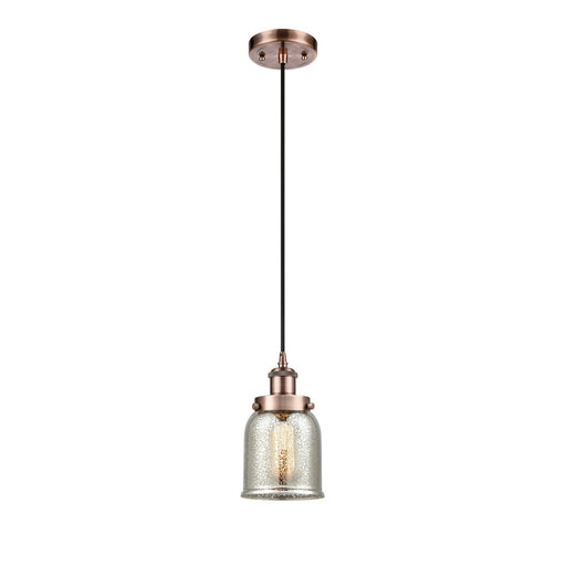 Innovations Bell 5in 1-Light Mini Pendant | Industrial Antique Copper Steel and Silver Plated Mercury Glass | Kitchen Island & | Model 916-1P-AC-G58-LED