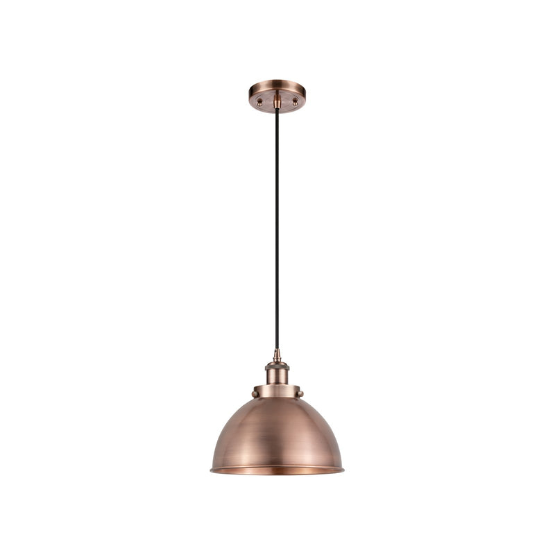 Innovations Derby 10in 1-Light Mini Pendant | Industrial Antique Copper Steel and Cast Brass Metal Shade | Kitchen Island | Model 916-1P-AC-MFD-10-AC-LED