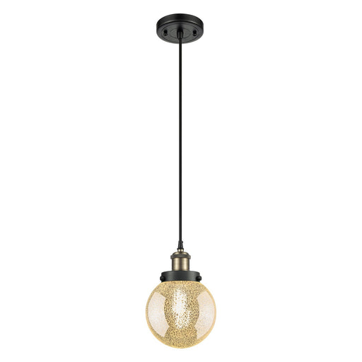 Innovations Beacon 6in 1-Light Mini Pendant | Modern Black Antique Brass Steel and Glass Mercury Seeded Globe | Kitchen Island & | Model 916-1P-BAB-G208-6