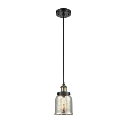 Innovations Bell 5in 1-Light Mini Pendant | Industrial Black Antique Brass and Silver Plated Mercury Glass | Kitchen Island & | Model 916-1P-BAB-G58-LED