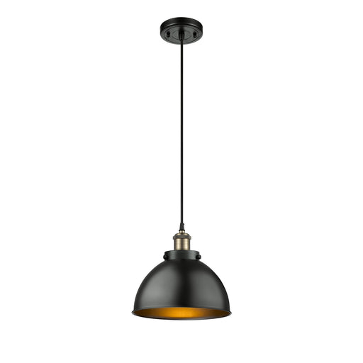 Innovations Derby 10in 1-Light Mini Pendant | Industrial Farmhouse Black Antique Brass and Matte Black Metal | Kitchen Island | Model 916-1P-BAB-MFD-10-BK