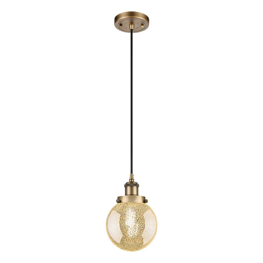 Innovations Beacon 6in 1-Light Mini Pendant | Modern Contempo Brushed Brass Steel and Mercury Glass | Kitchen Island & Dining | Model 916-1P-BB-G208-6