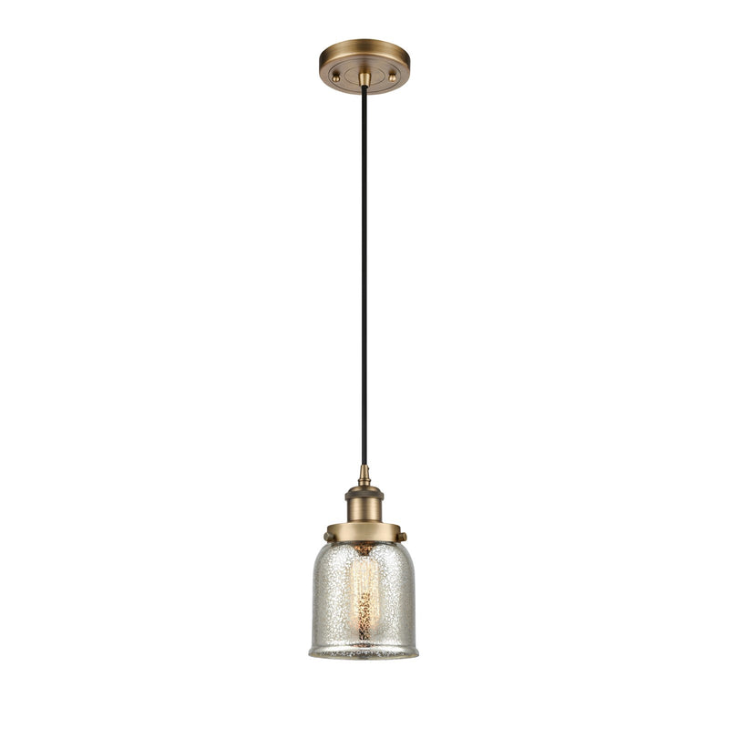 Innovations Bell 5in 1-Light Mini Pendant | Industrial Brushed Brass and Silver Plated Mercury Glass | Kitchen Island & Dining | Model 916-1P-BB-G58-LED