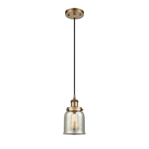Innovations Bell 5in 1-Light Mini Pendant | Industrial Brushed Brass and Silver Plated Mercury Glass | Kitchen Island & Dining | Model 916-1P-BB-G58-LED