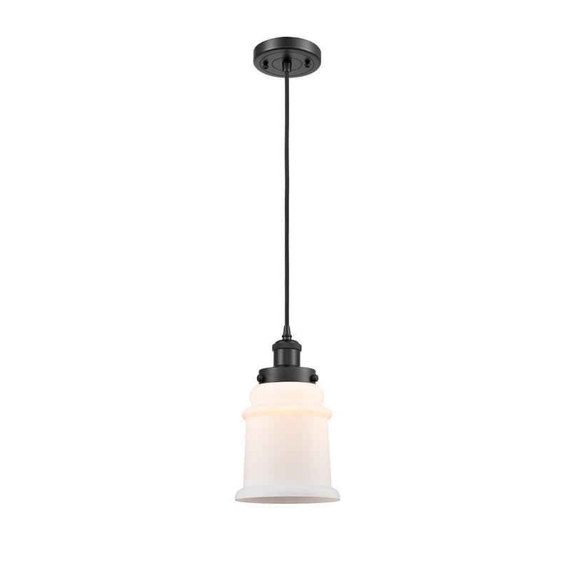 Innovations Canton 6in 1-Light Mini Pendant | Modern Contempo Matte Black Steel and Matte White Frosted Glass | Kitchen Island & | Model 916-1P-BK-G181